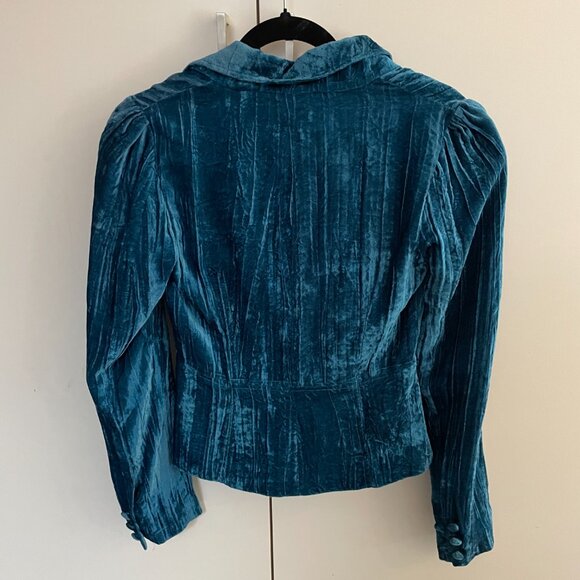 Stunning Marciano Woman's Teal Turquoise Crushed Velvet Blazer-Size 2 - Picture 12 of 12